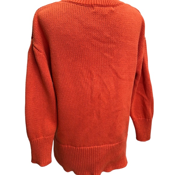 Workshop Republic Orange v-Neck Cotton Boxy Fit Sweater Size S - Picture 7 of 7